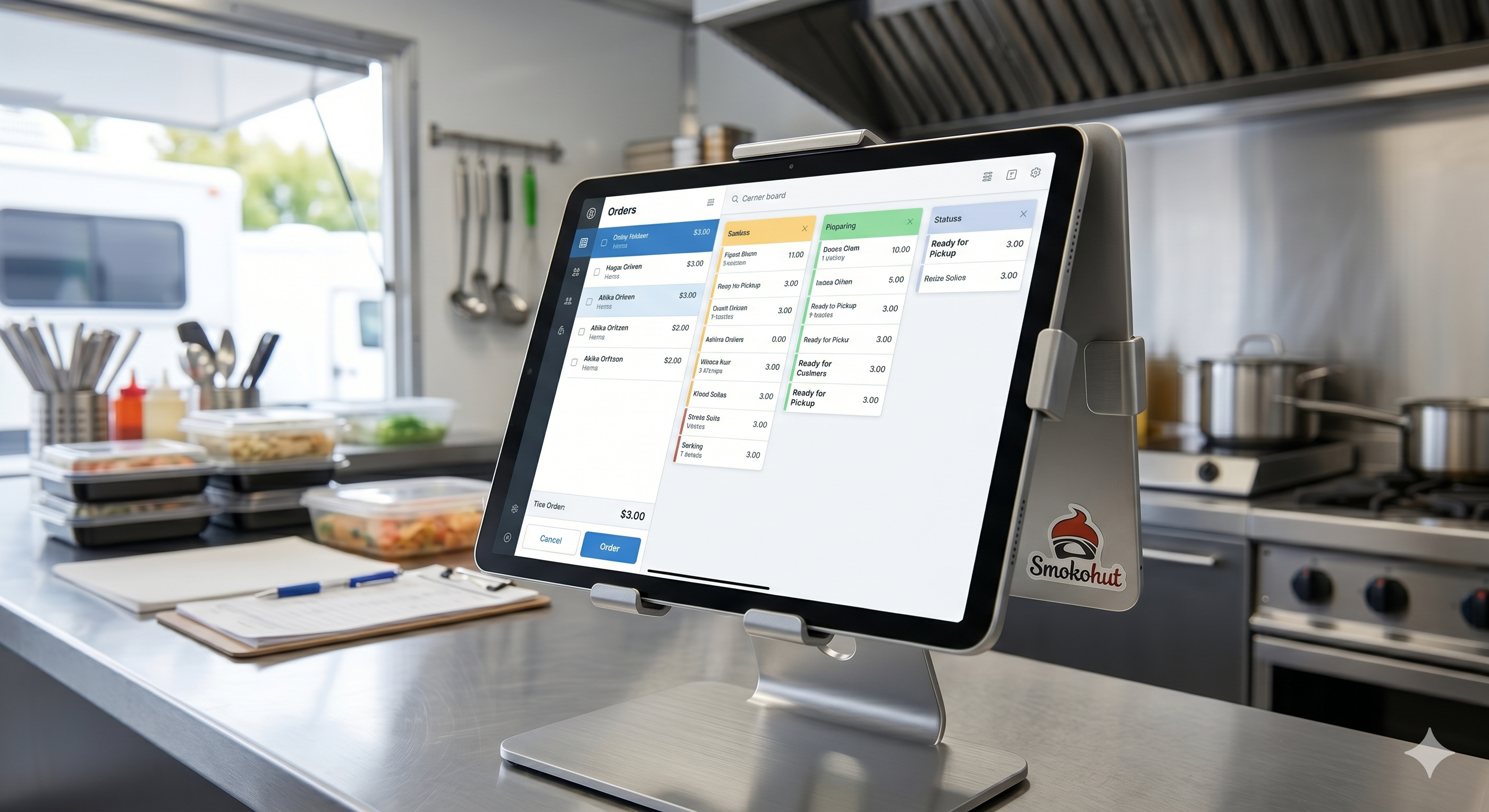 Smokohut Live Order Board on Tablet